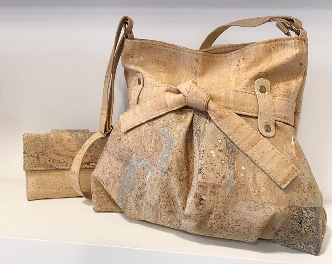 Cork shoulder bag, natural cork combination, Vegan, Cruelty free, Eco Friendly