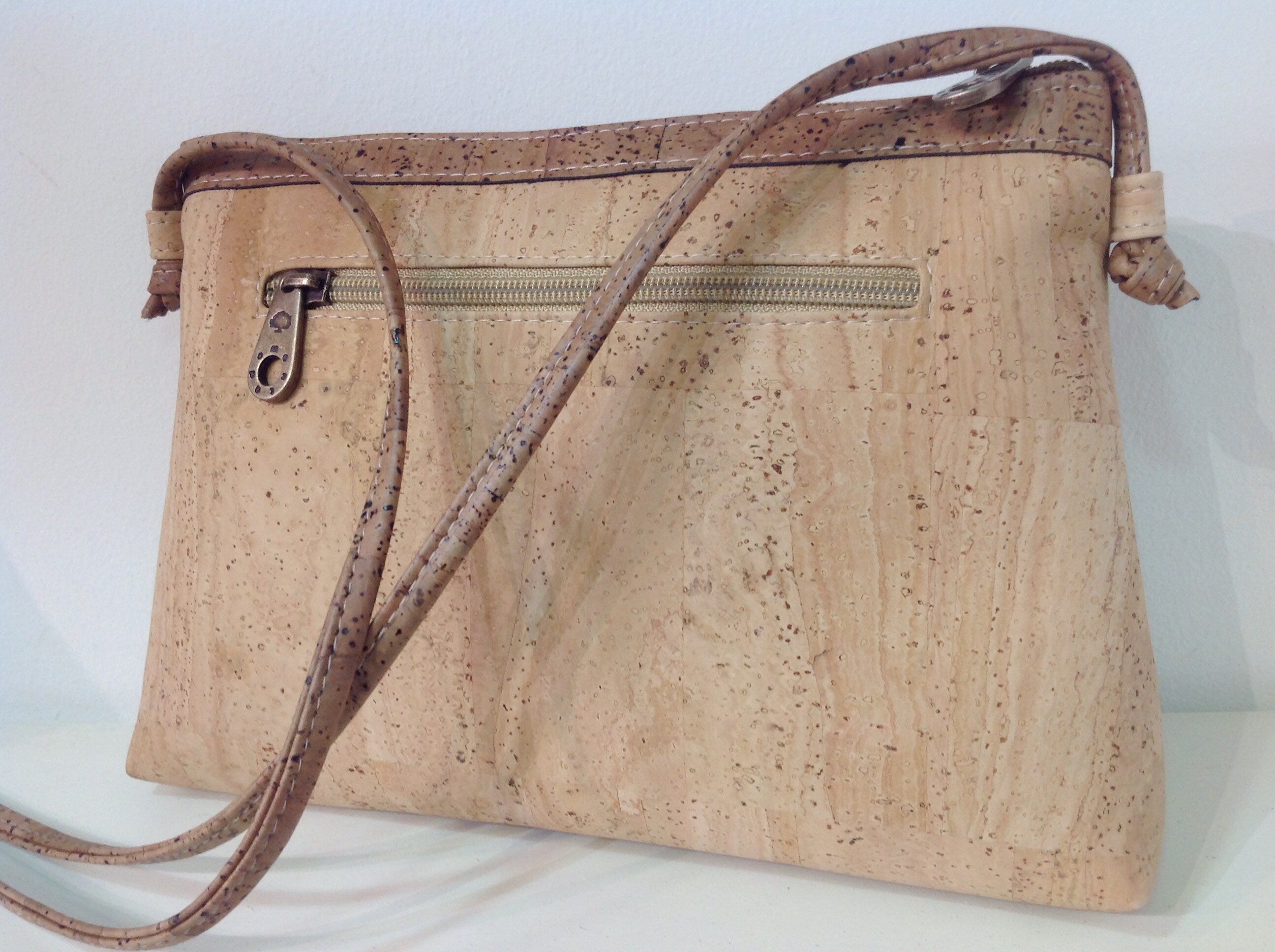 Natural cork high quality bag with brown cork details Montado Vegan