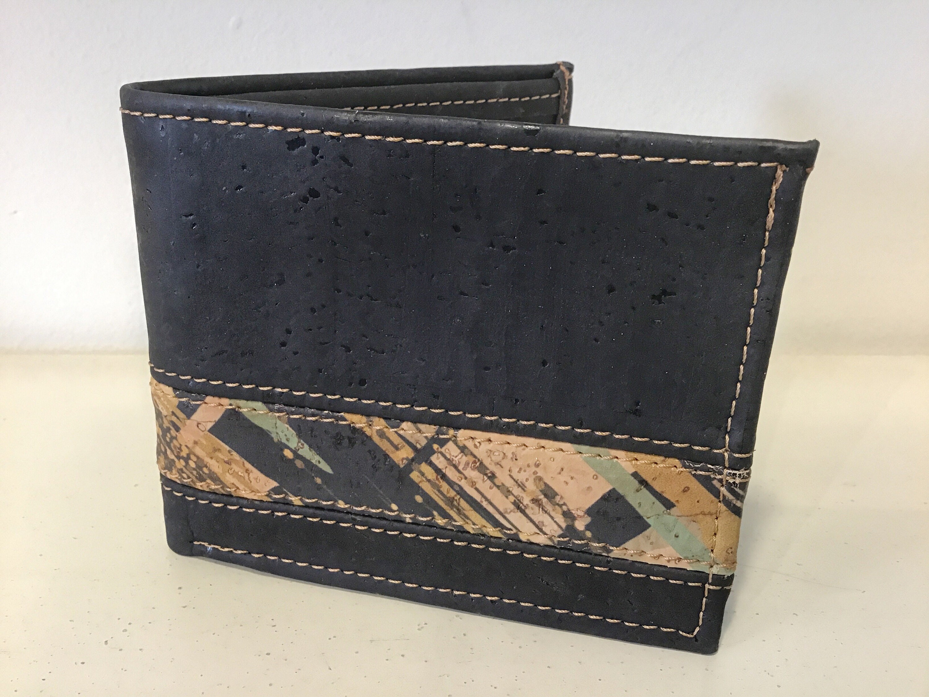 cork wallet, black, 11x9cm Vegan Eco Friendly