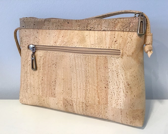 Cork cross body / shoulder bag, natural and brown cork, Vegan, Cruelty free, Eco Friendly