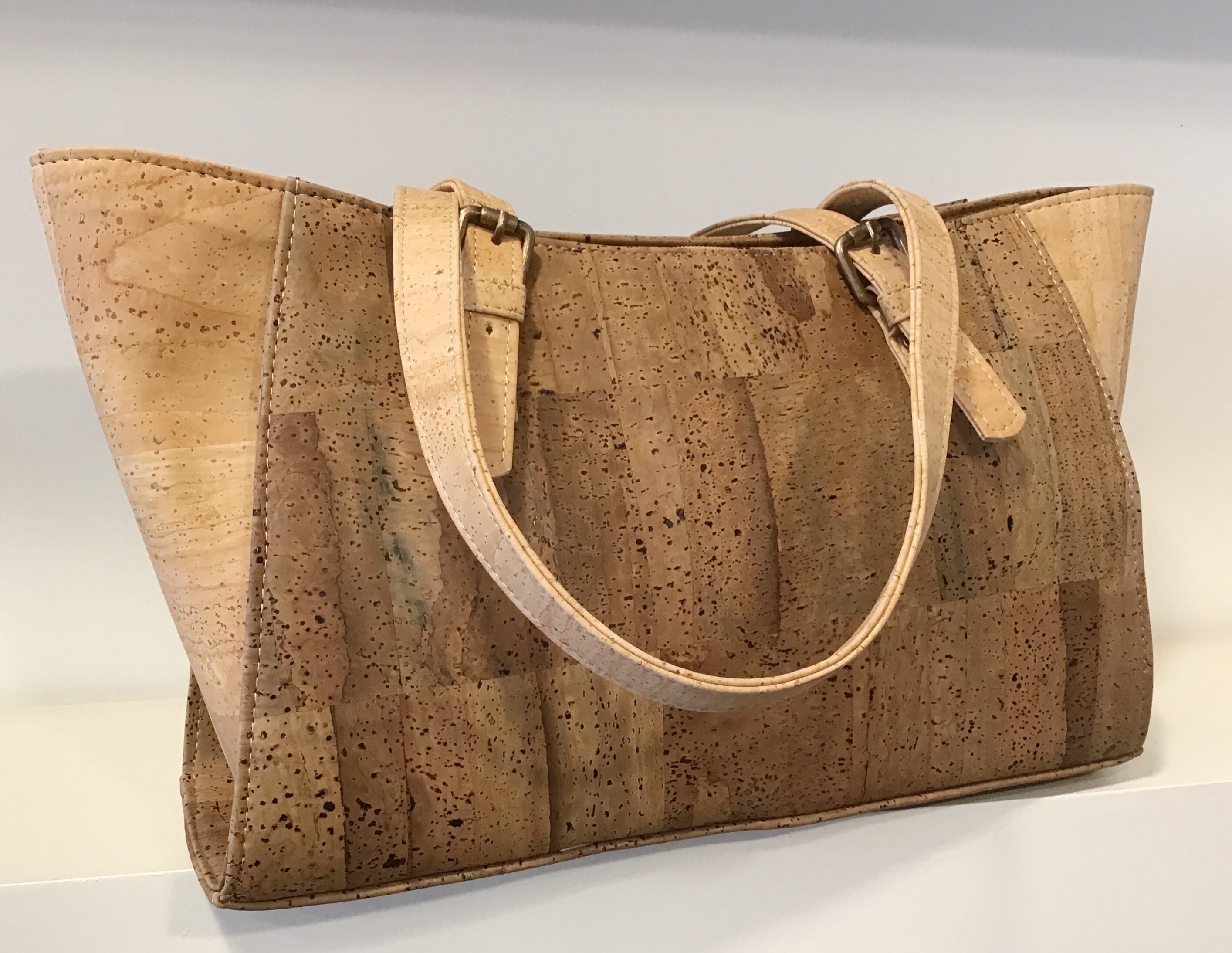 Cork handbag In brown and natural, Vegan, Cruelty free, Eco Friendly