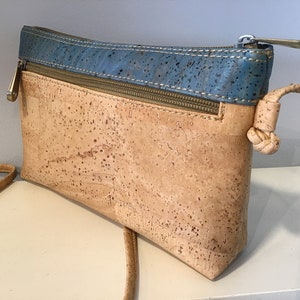 Bolsa de corcho natural de alta calidad con corcho turquesa, vegana, ecológica