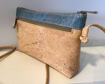 Turquoise Cork Crossbody Bag: Vegan Eco-Friendly Clutch