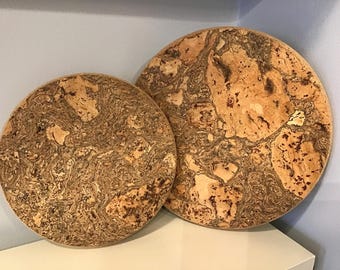 2 x Cork hot base round, 20cm and 25cm, Vegan, Eco Friendly