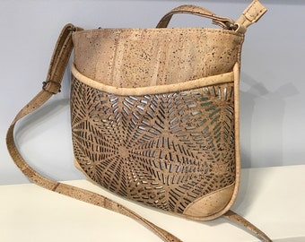 Cork shoulder/cross body bag, natural and brown, vegan, cruelty free, Eco Friendly