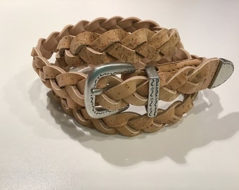 Cork belt, Vegan, braided,  cruelty free