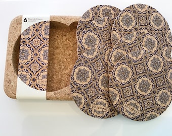 Cork coasters, 6 in a box , Vegan, Eco Friendly, Cruelty Free, Free shipping