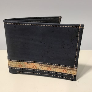 Portefeuille en liège, bleu marine, 11 x 9 cm - Végétalien - Respectueux de l'environnement