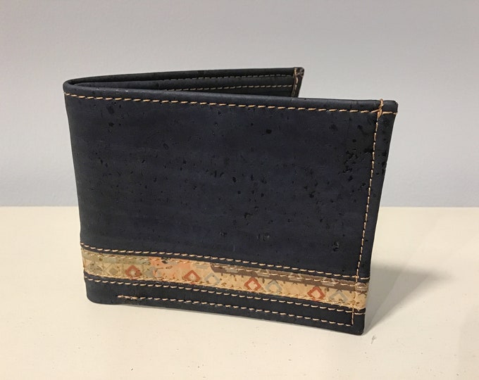 cork wallet, navy blue, 11x9cm - Vegan - Eco Friendly