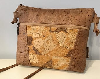 Cork cross body / shoulder bag, soft brown, Vegan, Cruelty free, Eco Friendly