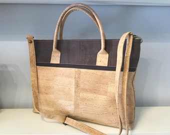 Cork work or travel bag, brown/natural, Vegan, Eco Friendly, Cruelty Free,