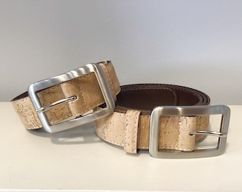 Cork Vegan belt, Natural, 30mm, cruelty free, exact measurements in description