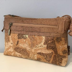 Cork shoulder/cross body bag, Soft brown, vegan, cruelty free,  Eco Friendly