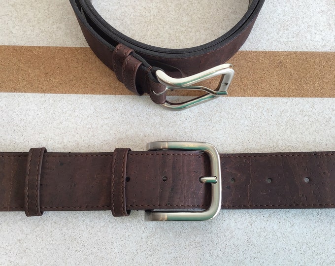 Cork belt, Vegan, brown, 40mm, gift for him, cruelty free, exact measurements in description