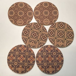 Cork coasters, wall tile, six, free shipping, Vegan, cruelty free, Eco Friendly