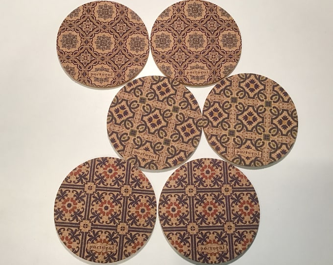 Cork coasters, wall tile, six, free shipping, Vegan, cruelty free, Eco Friendly