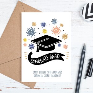 Tarjeta imprimible, Tarjeta de graduación, Tarjeta de graduación de felicitaciones, Tarjeta de graduación 2020, Tarjeta de cuarentena, Tarjeta de felicitación, Sobre, JPG