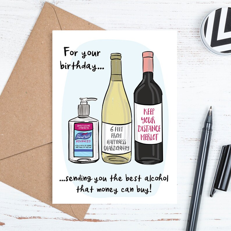 Printable Birthday Card JPG Quarantine Card Downloadable Happy Birthday Happy Birthday Card Printable,Envelope Social Distancing Card