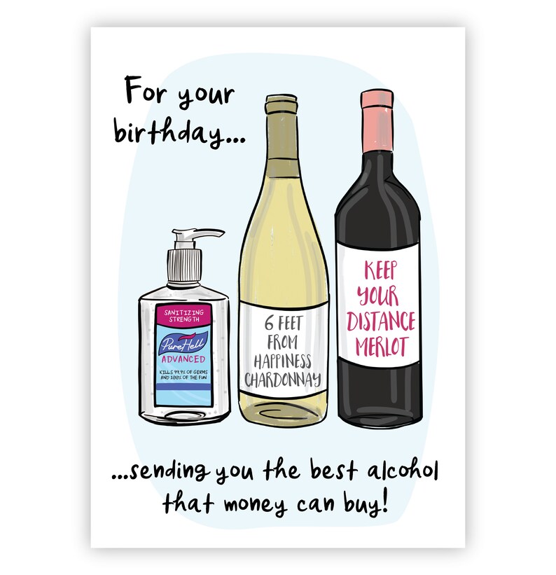 Printable Birthday Card JPG Quarantine Card Downloadable Happy Birthday Happy Birthday Card Printable,Envelope Social Distancing Card