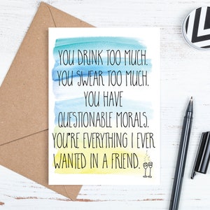 Printable Birthday Card, Digital Downloadable Happy Birthday Card, Questionable Morals, Includes Envelope Template, Instant JPG Download