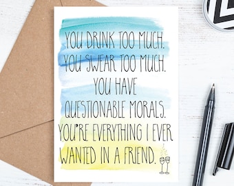 Printable Birthday Card, Digital Downloadable Happy Birthday Card, Questionable Morals, Includes Envelope Template, Instant JPG Download