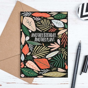 Cartão de aniversário para impressão, plantas, cartão de feliz aniversário para download, cartão de amante de plantas, cartão de aniversário de plantas, envelope, download