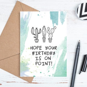 Carte d'anniversaire imprimable, carte de joyeux anniversaire téléchargeable numérique, carte de cactus sur le point, comprend le modèle d'enveloppe, téléchargement JPG instantané