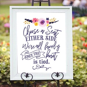 Wedding 16 x 20 Seating Sign, Printable Wedding, Downloadable Wedding Signs, Floral Wedding Sign, Instant Download