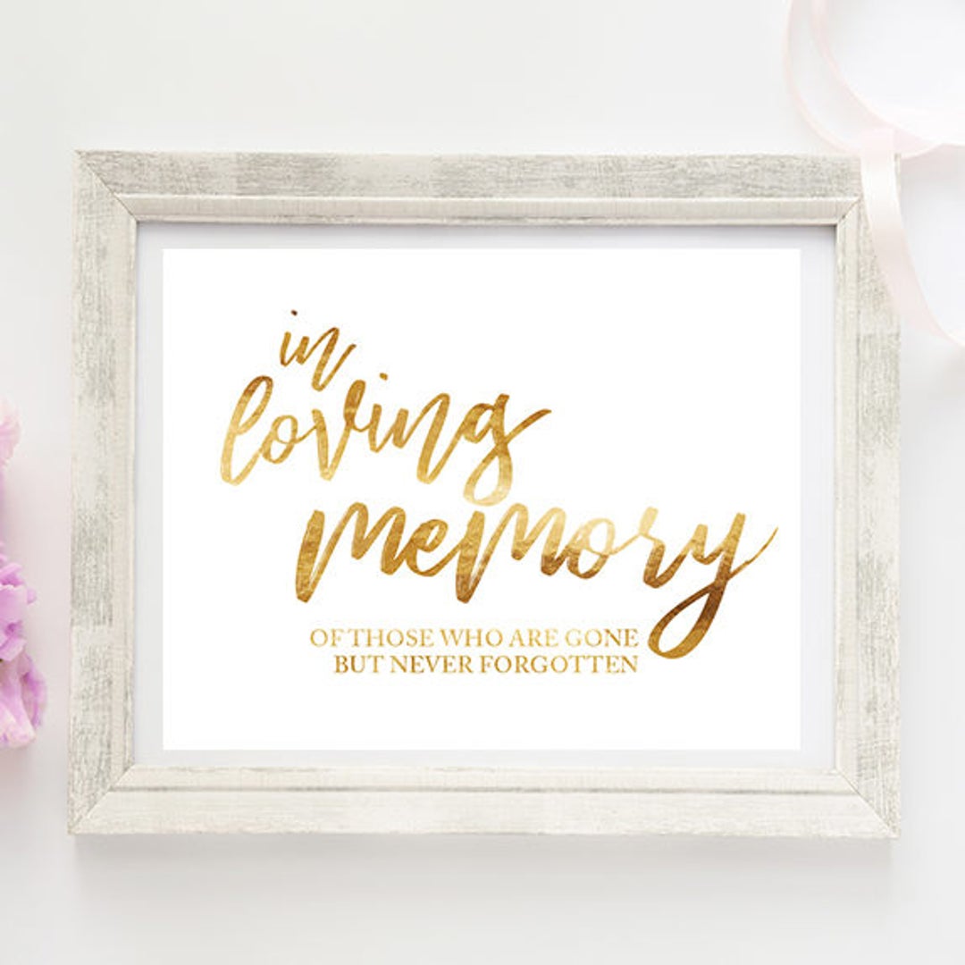Scripture Memory Gold Lettering In Memory Sign, Gold Sign, Gold Foil Lettering, Printable Wedding ...