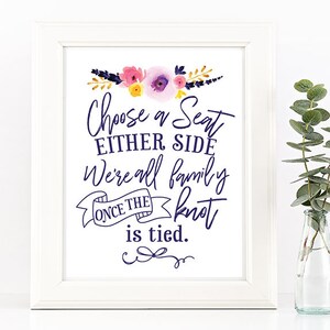 Wedding 8 x 10 Seating Sign, Printable Wedding, Downloadable Wedding Signs, Floral Wedding Sign, Instant Download