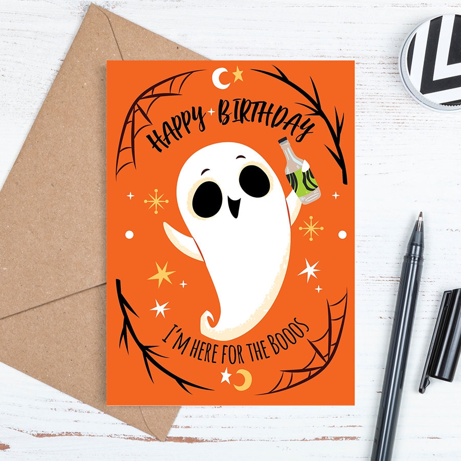 Printable Birthday Card, Digital, Halloween Birthday, Birthday Card ...