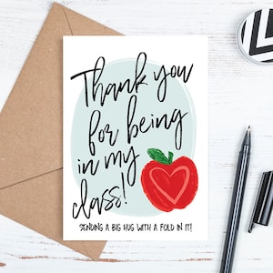 Printable Card, Teacher to Student Card, Teachers Card, Teacher Hug, Missing You Card, Card from Teacher, Teacher Thank You, Envelope, JPG