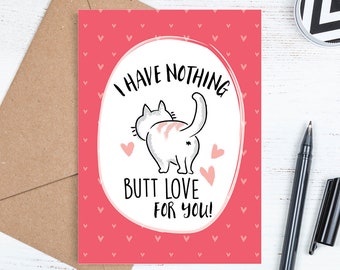 Tarjeta de San Valentín, Tarjeta de San Valentín, Feliz San Valentín, Tarjeta de Amor, Tarjeta de Novio, Tarjeta de Novia, Tarjeta de Trasero de Gato, Trasero de Gato, Descargable