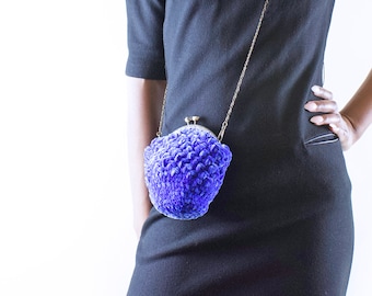 Monedero cruzado de terciopelo, minimonedero azul, monedero con broche, regalo navideño para ella, monedero para mujer