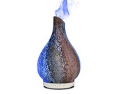 Aromatherapy Essential Oil Diffuser Ultrasonic Humidifier Sandblasted Glass w LED Light 120ml Capacity Safety Auto-Shut Off Feature