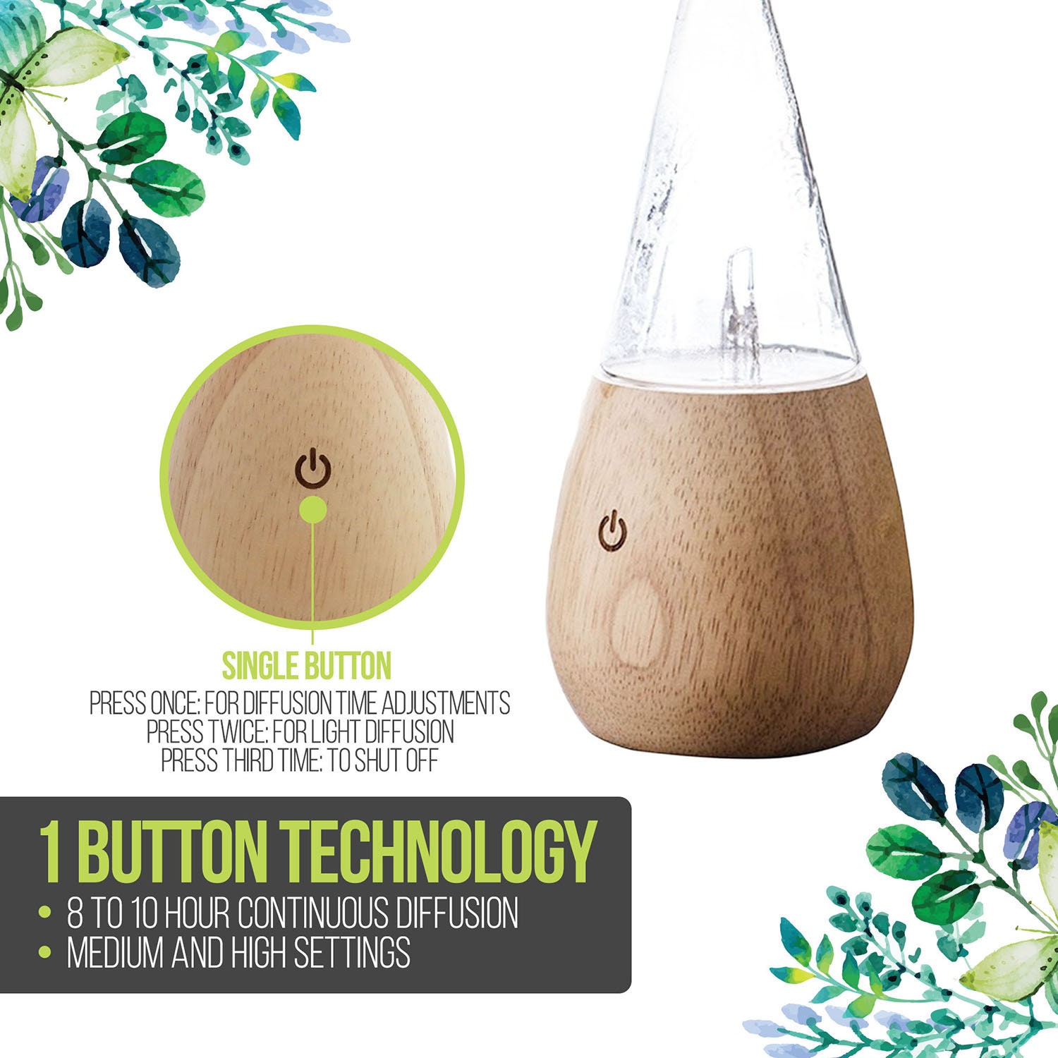 Nebulizing Pure Essential Oil Diffuser With Changing LED Light | Hand ...