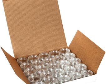 25 New, High Quality, Empty, Clear, 10 Gram Plastic Pot Jars, Cosmetic Containers, With Lids.