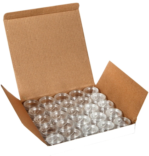 25 New, High Quality, Empty, Clear, 10 Gram Plastic Pot Jars, Cosmetic Containers, With Lids.