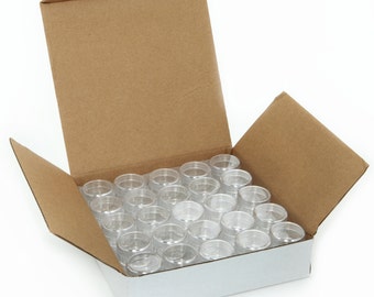 50 New, High Quality, Empty, Clear, 5 Gram Plastic Pot Jars, Cosmetic Containers, With Lids.