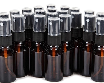 24 New, High Quality, 10 ml Amber Glass Bottles, with Fine Mist Sprayer's