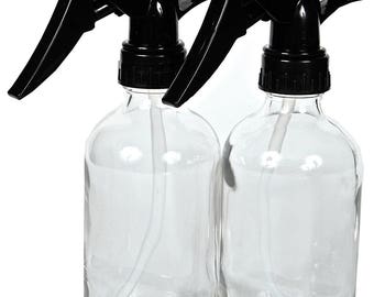 2 New, High Quality, 8 oz, Clear Glass Trigger Sprayer Bottles For Essential Oils & Cleaning Products