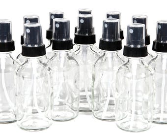 12 New, High Quality, 1 oz Clear Glass Bottles, with Fine Mist Sprayer's