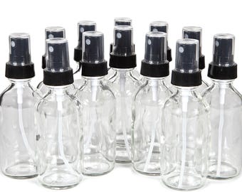 12 New, High Quality, 1 oz Clear Glass Bottles, with Fine Mist Sprayer's