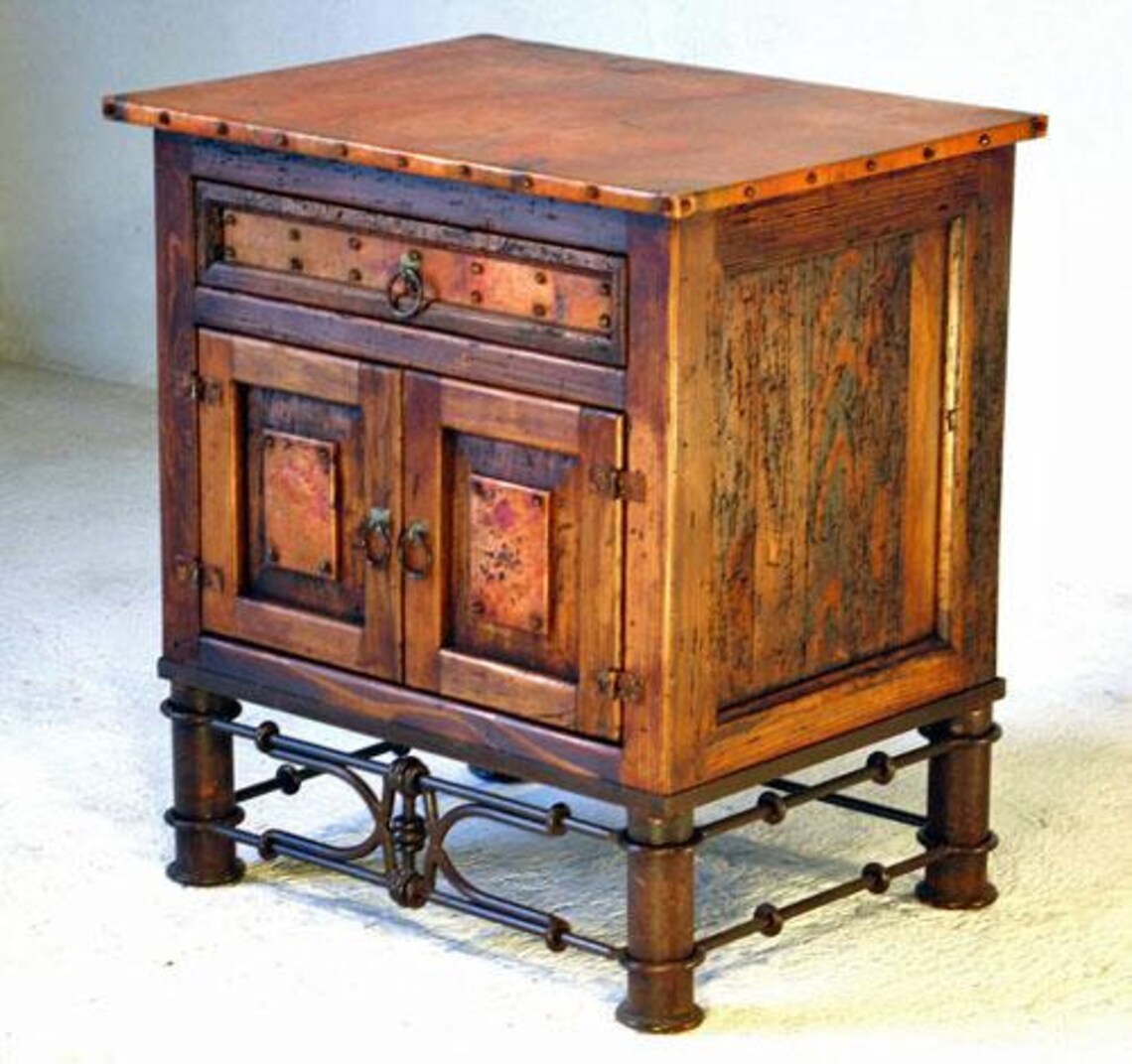 Reclaimed Copper End Table or Nightstand With Pablo Base Etsy