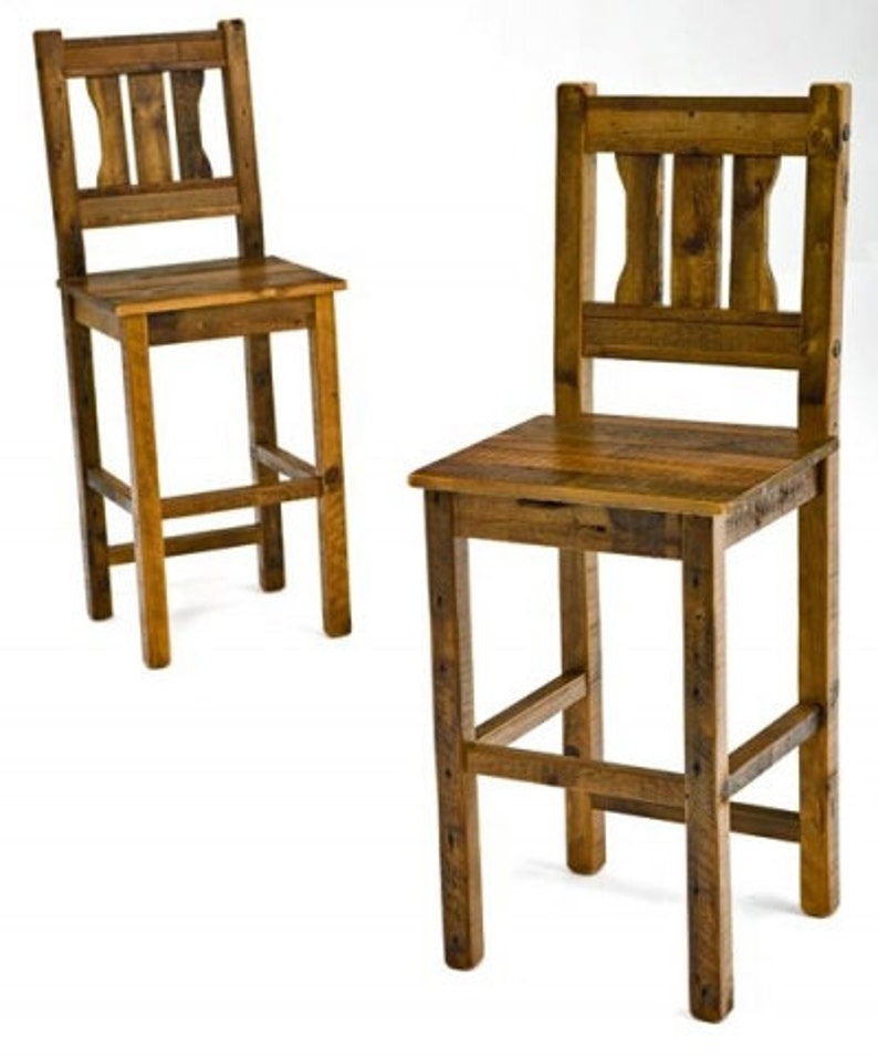 Rustic Barnwood Mission Style Bar Stool Etsy