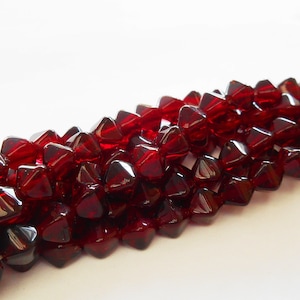6mm & 8mm Garnet Red Lucerna Smooth Bicone Beads, Transparent, Vintage Style, Czech Republic Glass Beads