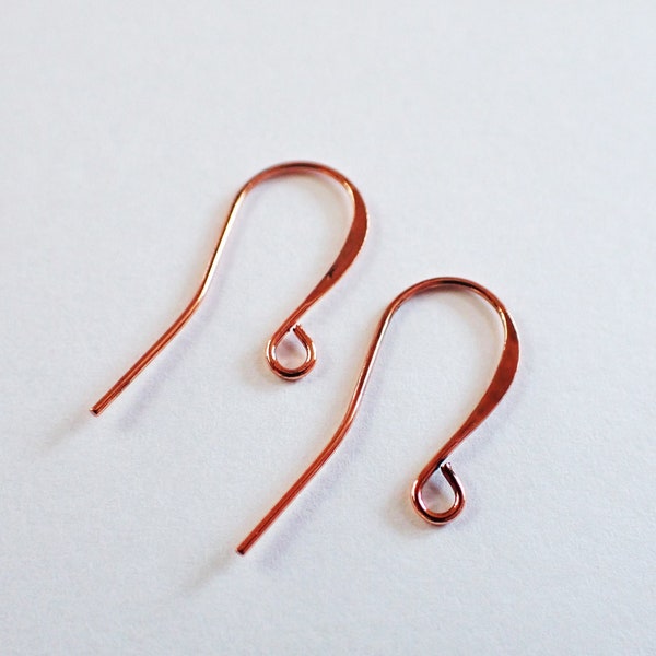 10 or 20 Pairs - Bright Copper Simply Elegant Hammered 26mm French Hook Minimalist Ear Wires