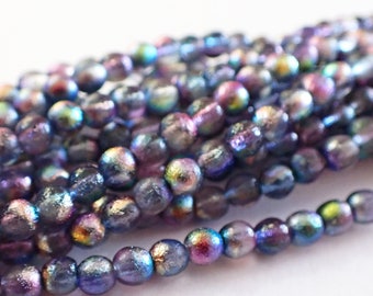 Czech Republic Glass Beads Blue /& Green 12 Silvery Frosted Finish Laguna Celestial 7x4mm Etched Rondelle Beads
