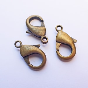 2 - Large Antique Brass 22x13x5mm Lobster Claw Clasps, Bronze, High Quality