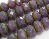 4 SIZES 5x4mm, 7x5mm, 9x6mm, 10x7mm Purple Opal Picasso Faceted Rondelle Beads, Czech Republic Glass Beads